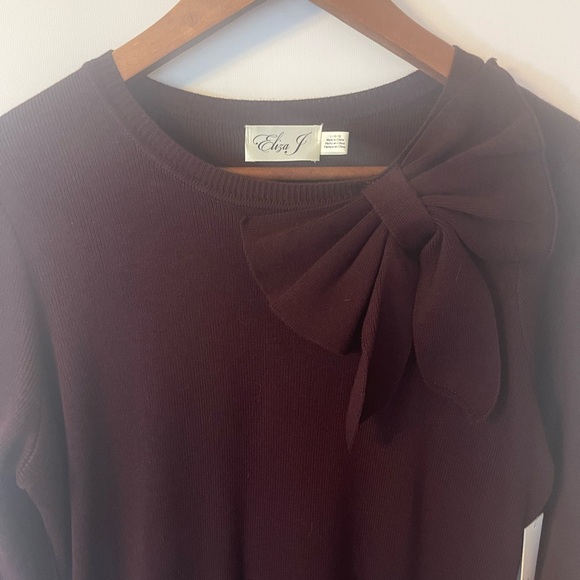 Eliza J fit and flare ribbed sweater dress, deep purple - Picture 6 of 8